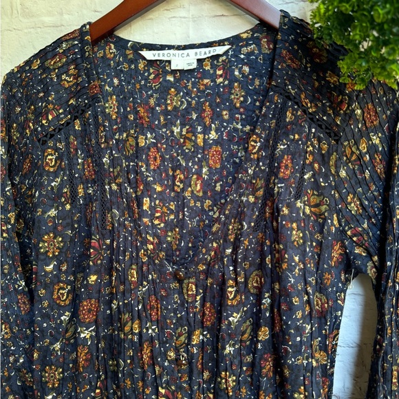 Veronica Beard Shireen Pleated Floral Midi-Dress Ink color Size 2 NWOT Romantic - Picture 11 of 15